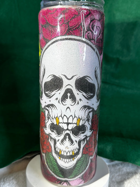 20oz Skinny Skull n Roses Tumbler